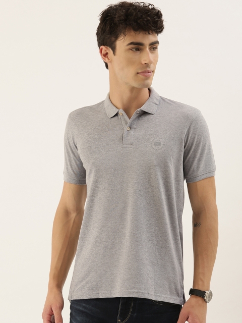 

Peter England Casuals Men Grey Solid Polo Collar T-shirt
