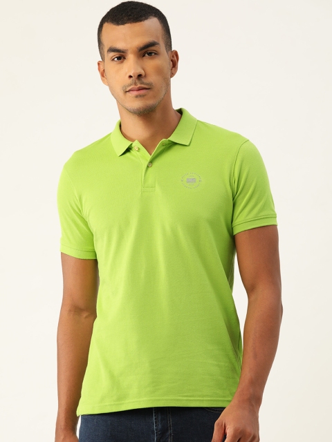 

Peter England Casuals Men Lime Green Solid Polo Collar T-shirt