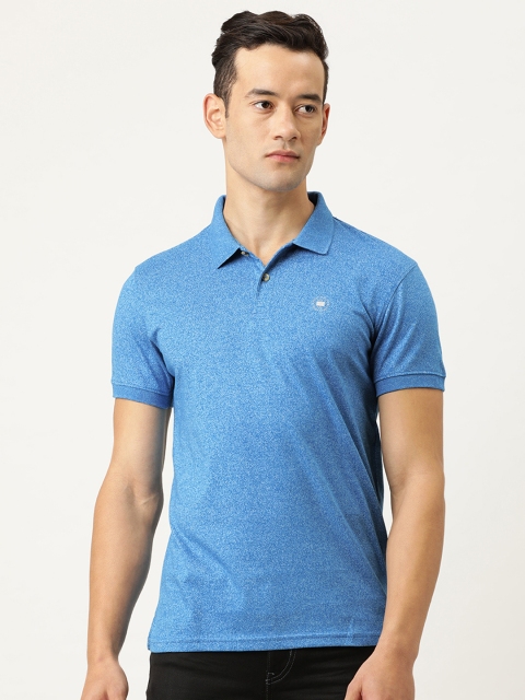 

Peter England Men Blue Solid Polo Collar T-shirt