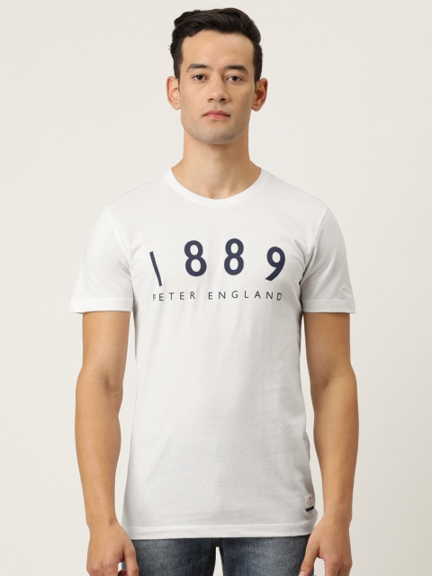 

Peter England Casuals Men White Printed Round Neck T-shirt