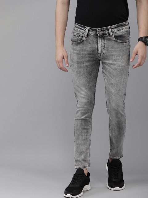 

SPYKAR Men Grey Slim Fit Low-Rise Acid Wash Clean Look Ankle Length Stretchable Jeans