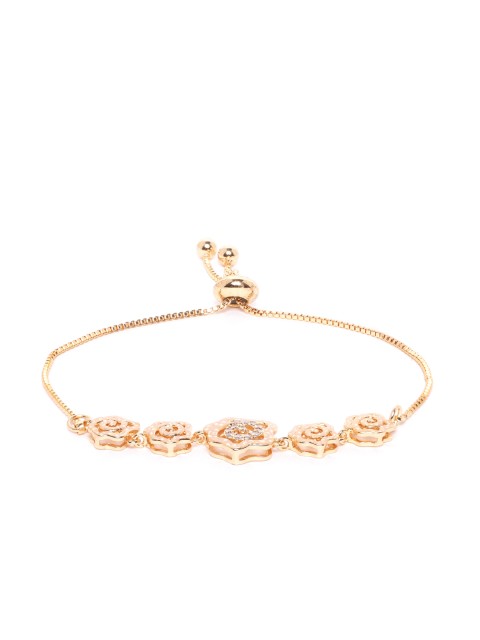 

Blueberry Gold-Plated Stone-Studded Rose-Shaped Handcrafted Bracelet