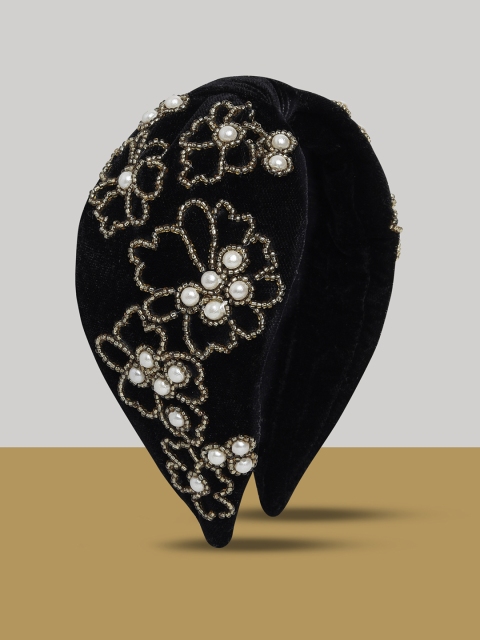 

Blueberry Black & Gold-Toned Embellished Knot Detail Hairband