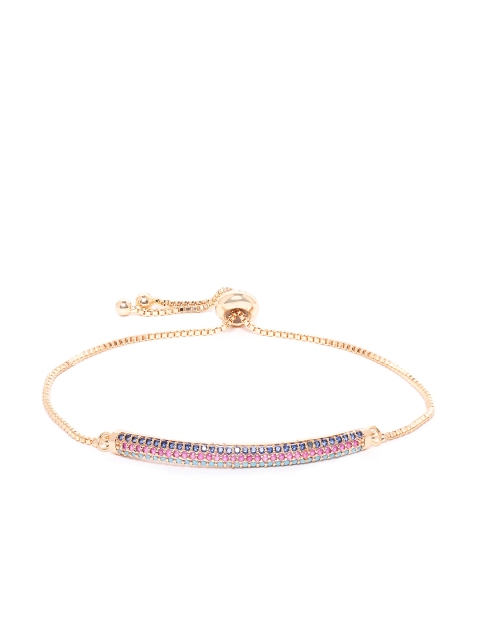 

Blueberry Pink & Blue Gold-Plated Stone-Studded Handcrafted Bracelet