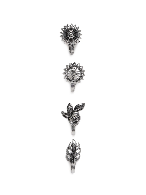 

VIDRUKARIH Set Of 4 Oxidized Silver-Plated Nosepins
