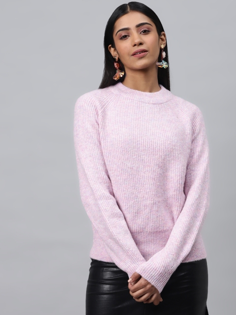 

Marks & Spencer Women Lavender Ribbed Pullover Sweater