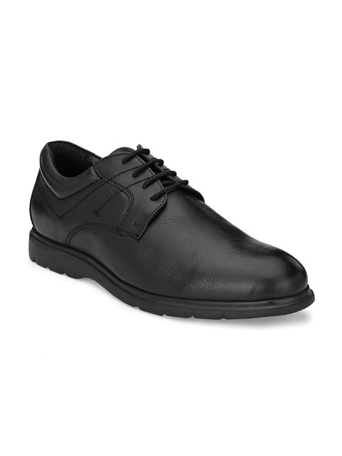 

Delize Men Black Solid Leather Formal Derbys