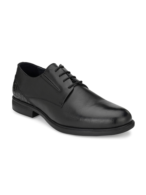 

Delize Men Black Solid Leather Formal Derbys