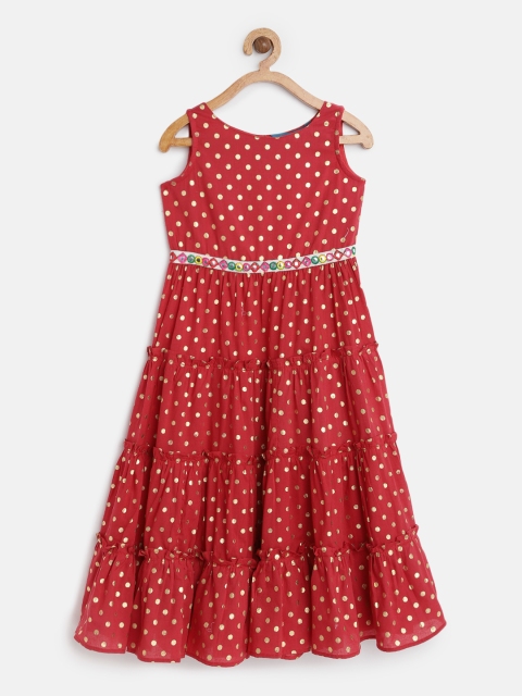 

Lil Peacock Girls Red Printed Fit and Flare Dress