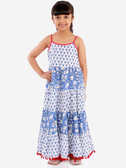 

Lil Peacock Girls Blue Printed Fit and Flare Dress