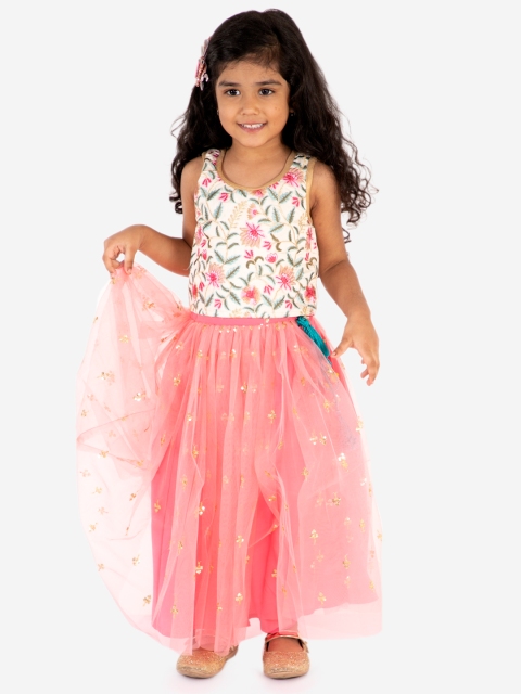 

Lil Peacock Off-White & Pink Ready to Wear Lehenga with Blouse