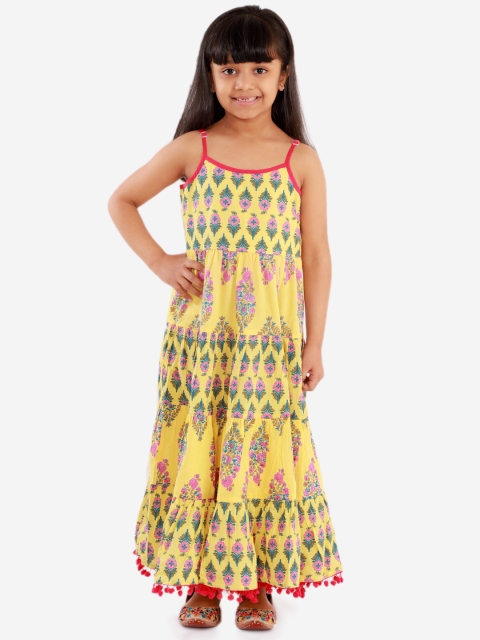 

Lil Peacock Girls Yellow Printed Maxi Dress
