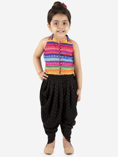 

Lil Peacock Girls Multicoloured Printed Top with Dhoti Pants, Multi