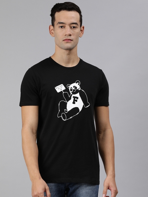 

French Connection Men Black Printed Round Neck T-shirt