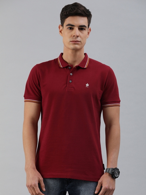 

French Connection Men Red Solid Polo Collar Pure Cotton T-shirt