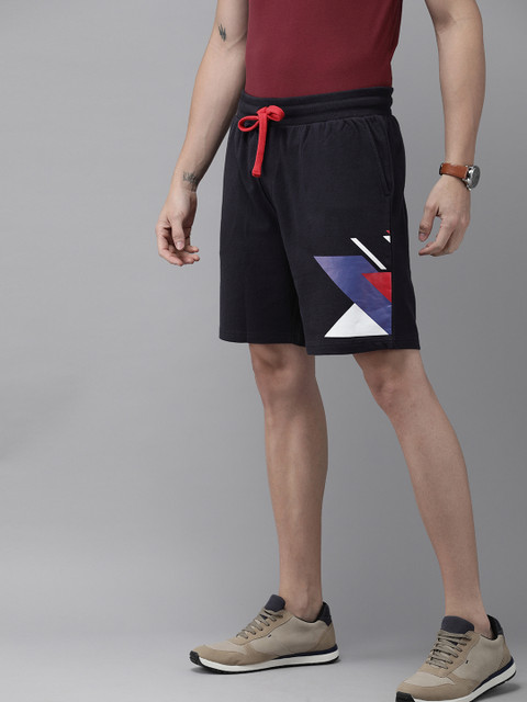 

French Connection Men Navy Blue Printed Slim Fit Regular Shorts
