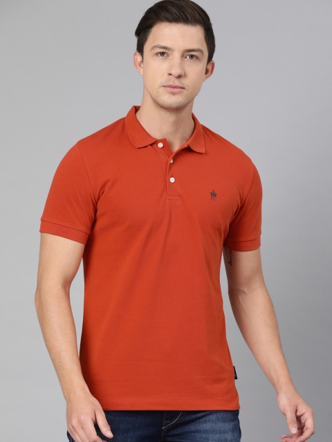

French Connection Men Orange Solid Polo Collar T-shirt