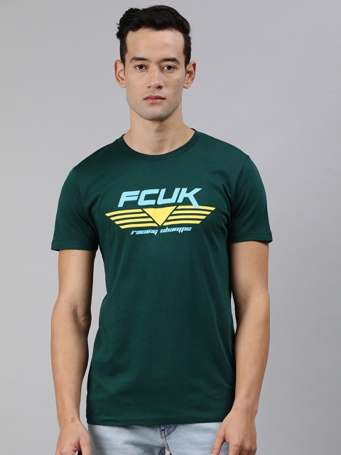 

French Connection Men Green Printed Round Neck T-shirt