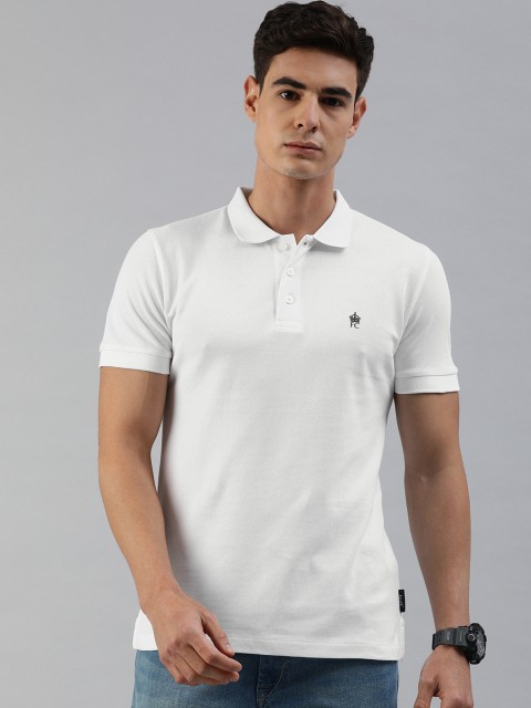 

French Connection Men White Solid Polo Collar Pure Cotton T-shirt