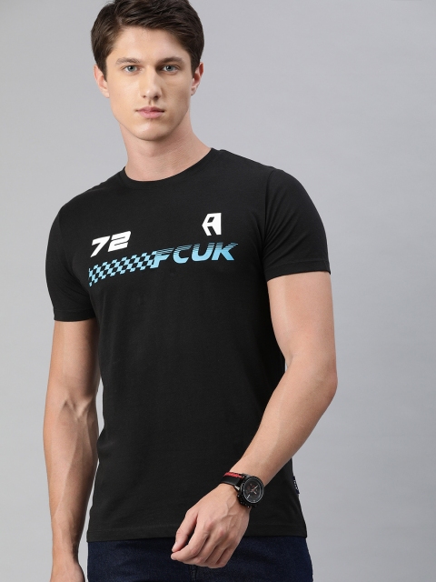 

French Connection Men Black Slim Fit Printed Round Neck T-shirt