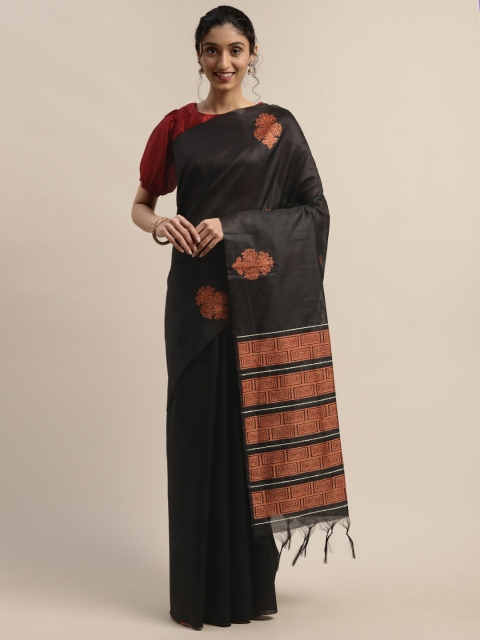 

Varanga Black & Orange Woven Design Kanjeevaram Saree