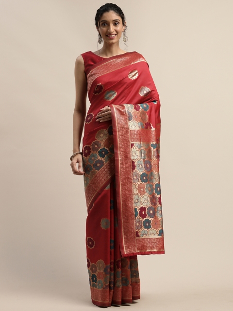 

Varanga Red Silk Blend Woven Design Kanjeevaram Saree