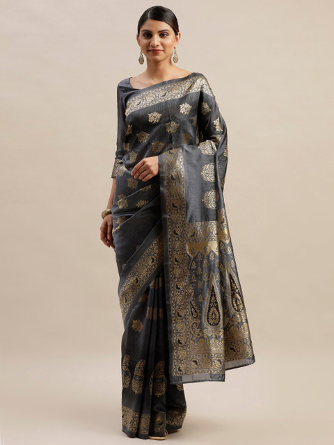 

Varanga Grey & Beige Silk Blend Woven Design Kanjeevaram Saree