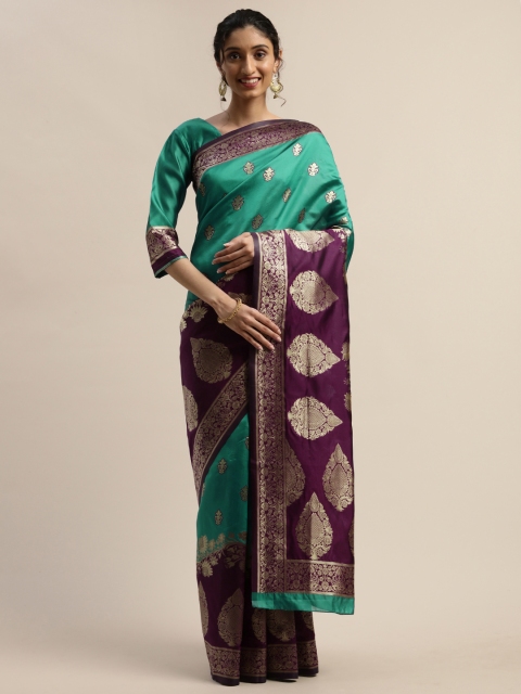 

Varanga Teal Green & Purple Woven Design Kanjeevaram Saree