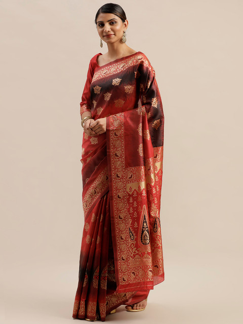 

Varanga Red & Gold-Coloured Woven Design Kanjeevaram Saree