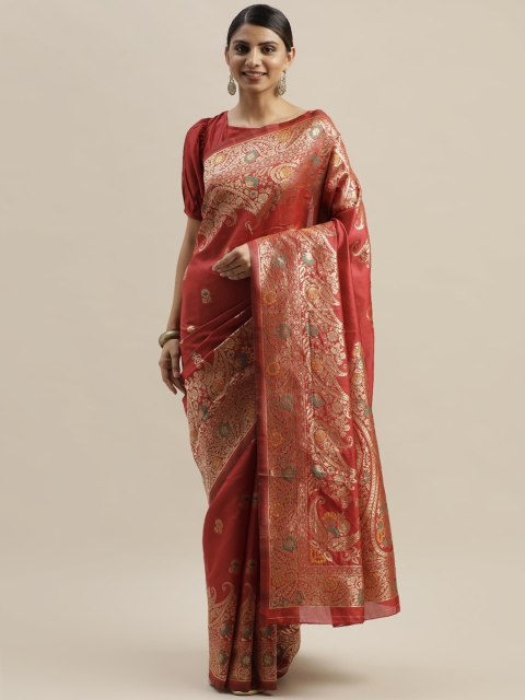

Varanga Red & Gold-Coloured Woven Design Kanjeevaram Saree
