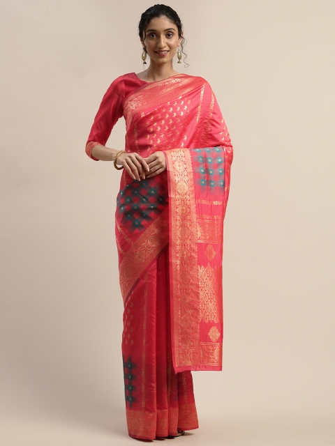 

Varanga Red & Gold-Toned Woven Design Kanjeevaram Saree