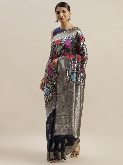 

Varanga Blue & Pink Printed Kanjeevaram Saree