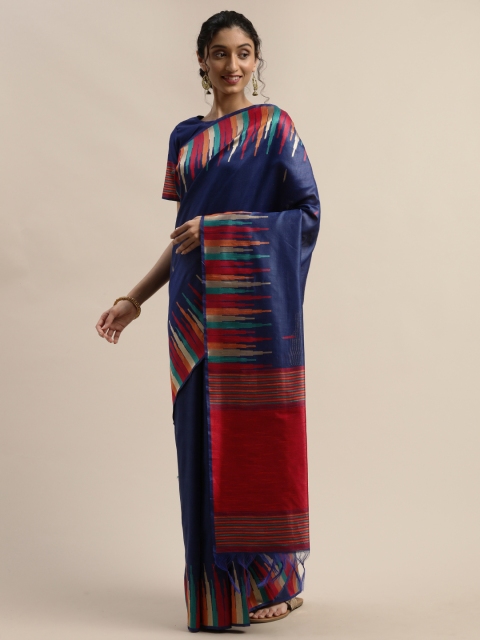 

Varanga Navy Blue & Red Woven Design Kanjeevaram Saree