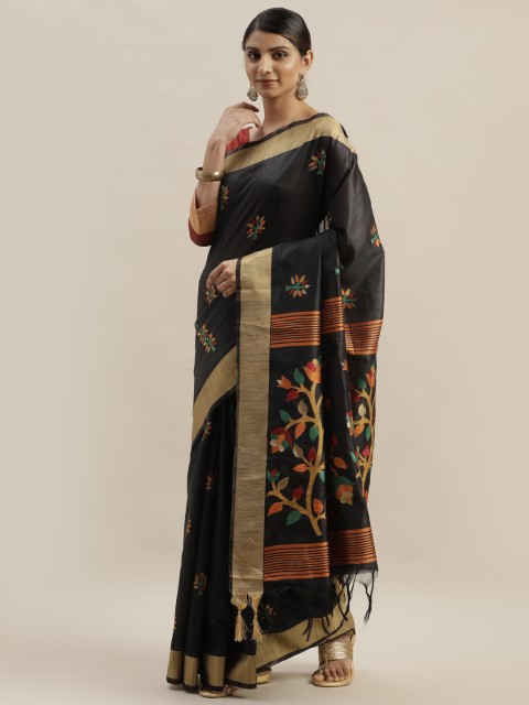 

Varanga Black & Green Woven Design Kanjeevaram Saree