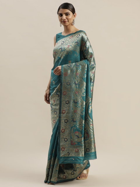 

Varanga Teal Blue & Golden Woven Design Kanjeevaram Saree