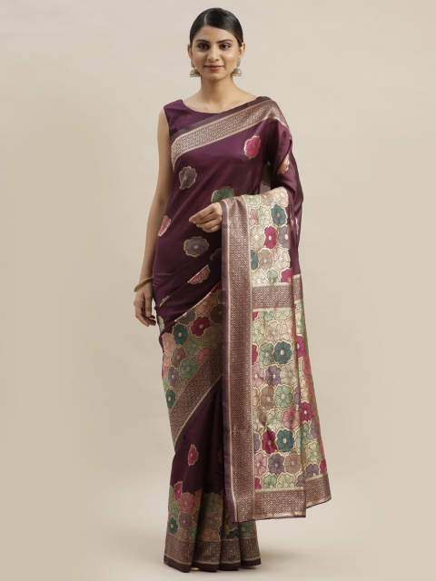 

Varanga Purple & Gold-Toned Woven Design Kanjeevaram Saree