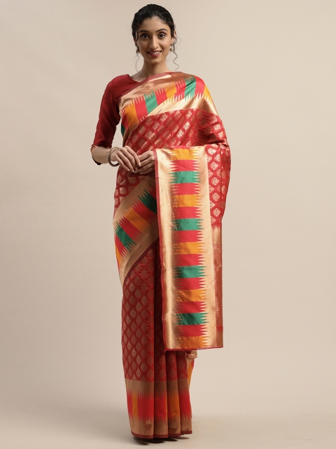 

Varanga Red & Gold-Toned Woven Design Kanjeevaram Saree