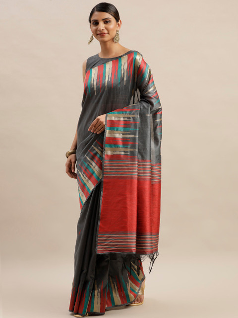 

Varanga Grey & Red Woven Design Kanjeevaram Saree