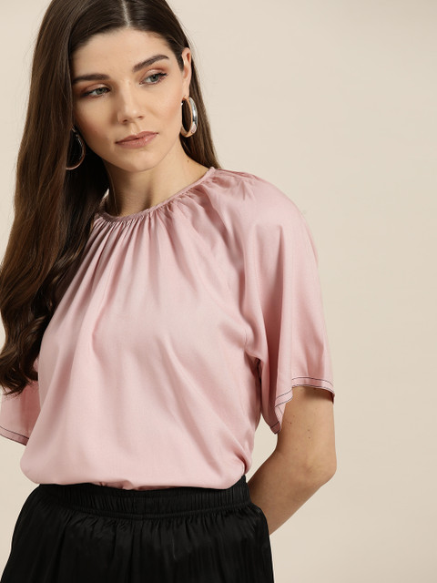 

her by invictus Women Pink Solid Regular Top