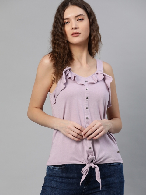 

Roadster Lavender Cotton Regular Top