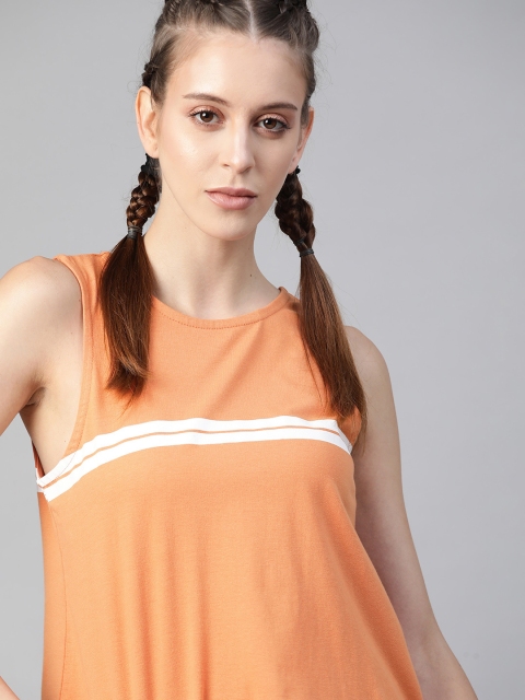 

Roadster Orange Solid Pure Cotton Tank Top