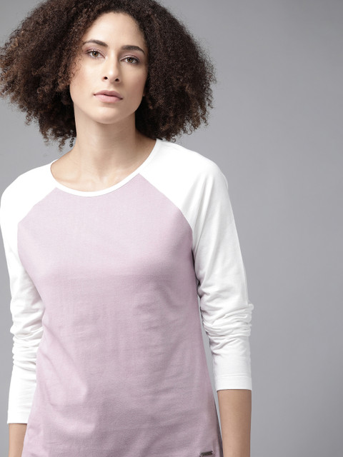 

The Roadster Lifestyle Co Women Purple Cotton T-shirt