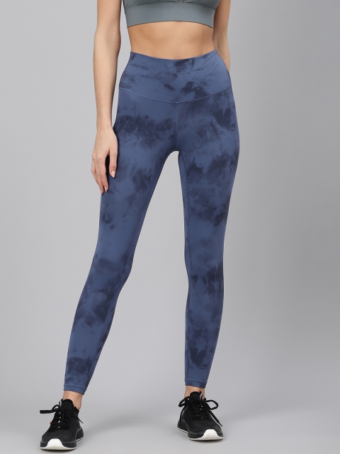 

Fitkin Women Blue & Charcoal Grey Dyed Quick Dry Training Tights