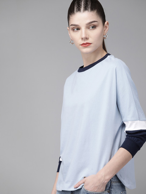 

Roadster Women Blue Solid Round Neck T-shirt