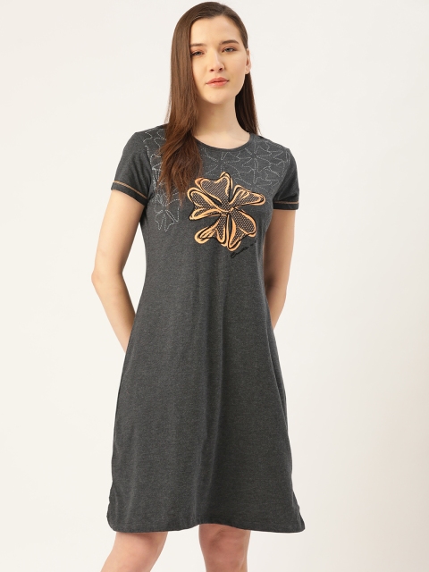 

Sweet Dreams Charcoal Printed Nightdress