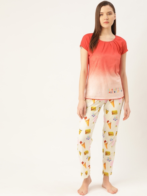 

Sweet Dreams Women Red & Cream-Coloured Ombre Effect Night Suit