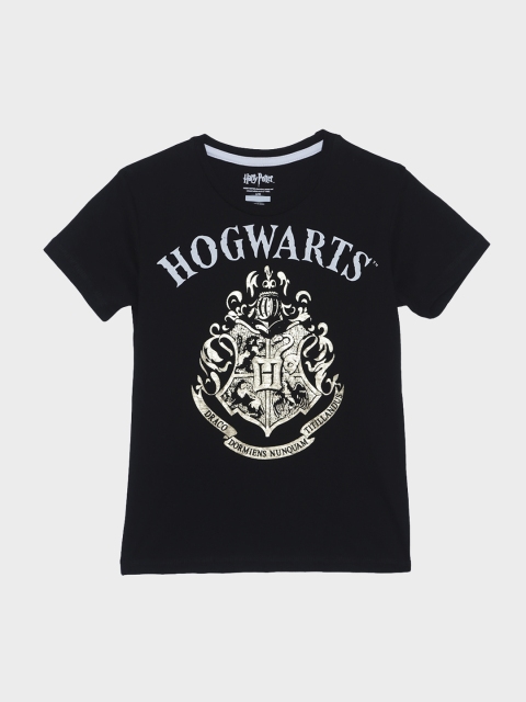 

Kids Ville Boys Black Harry Potter Printed Round Neck Cotton T-shirt