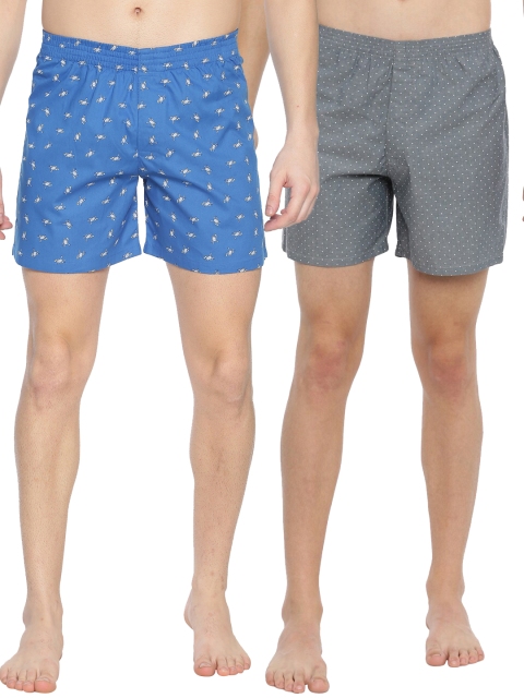 

IVOC Men Pack Of 2 Pure Cotton Boxers, Blue