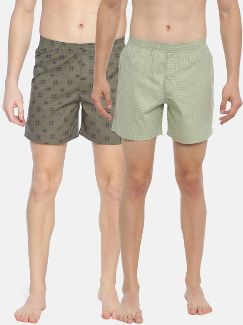 

IVOC Men Pack Of 2 Printed Pure Cotton Boxers 13136038-1-12005720-1, Green