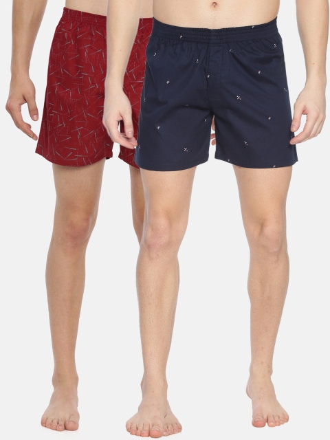 

IVOC Men Pack Of 2 Pure Cotton Boxers, Maroon